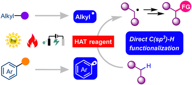 Graphical abstract: Direct C(sp3)–H functionalization with aryl and alkyl radicals as intermolecular hydrogen atom transfer (HAT) agents