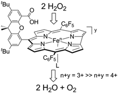 Graphical abstract: Hangman effect on hydrogen peroxide dismutation by Fe(iii) corroles