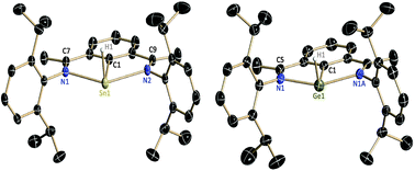 Graphical abstract: Monomeric Sn(ii) and Ge(ii) hydrides supported by a tridentate pincer-based ligand