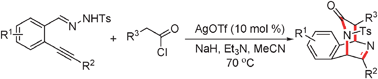 Graphical abstract: An unexpected silver triflate-catalyzed tandem reaction of N′-(2-alkynylbenzylidene)hydrazide with ketene
