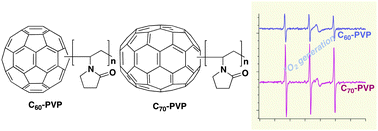 Graphical abstract: Water-soluble C60– and C70–PVP polymers for biomaterials with efficient 1O2 generation