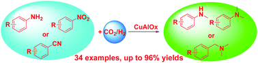 Graphical abstract: Methylation of amines, nitrobenzenes and aromatic nitriles with carbon dioxide and molecular hydrogen