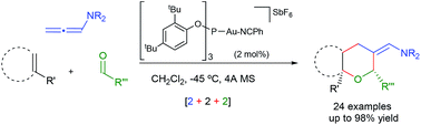 Graphical abstract: Gold(i)-catalyzed [2 + 2 + 2] cycloaddition of allenamides, alkenes and aldehydes: a straightforward approach to tetrahydropyrans
