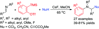 Graphical abstract: Three-component carboarylation of unactivated imines with arynes and carbon nucleophiles
