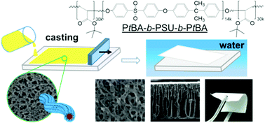 Graphical abstract: Synthesis of highly porous poly(tert-butyl acrylate)-b-polysulfone-b-poly(tert-butyl acrylate) asymmetric membranes