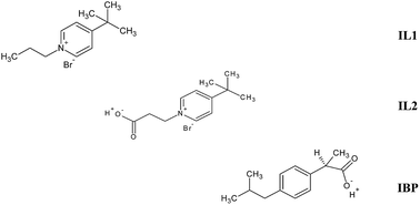 Graphical abstract: Binary adsorption isotherms of two ionic liquids and ibuprofen on an activated carbon cloth: simulation and interpretations using statistical and COSMO-RS models