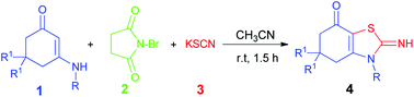 Graphical abstract: Efficient construction of C–N and C–S bonds in 2-iminothiazoles via cascade reaction of enaminones with potassium thiocyanate