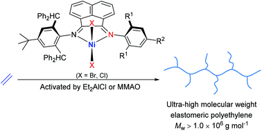 Graphical abstract: Ultra-high molecular weight elastomeric polyethylene using an electronically and sterically enhanced nickel catalyst