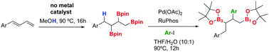 Graphical abstract: Transition-metal-free synthesis of vicinal triborated compounds and selective functionalisation of the internal C–B bond