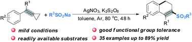 Graphical abstract: Silver-mediated oxidative C–C bond sulfonylation/arylation of methylenecyclopropanes with sodium sulfinates: facile access to 3-sulfonyl-1,2-dihydronaphthalenes