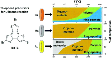 Graphical abstract: Surface-mediated assembly, polymerization and degradation of thiophene-based monomers