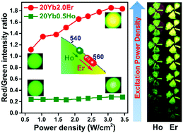 Graphical abstract: Highly stable and efficient pure green up-conversion emission of rod-like β-NaGdF4:Yb3+,Ho3+ submicro-crystals via ion-exchange for fluorescent labeling