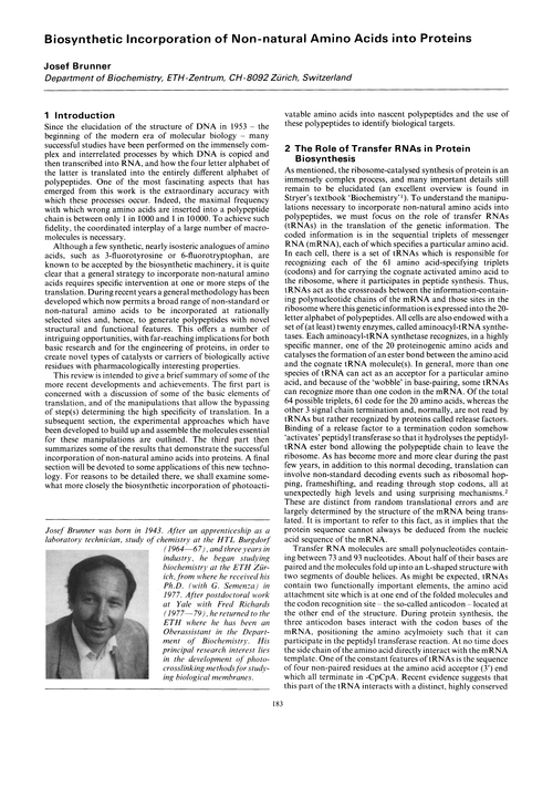 Biosynthetic incorporation of non-natural amino acids into proteins