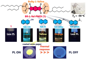 Graphical abstract: Amino acid-appended pyromellitic diimide liquid materials, their photoluminescence, and the thermal response that turns the photoluminescence off