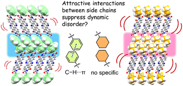Graphical abstract: Phenyl- versus cyclohexyl-terminated substituents: comparative study on aggregated structures and electron-transport properties in n-type organic semiconductors