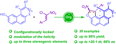 Graphical abstract: Padlocking dihydrofurannulation for the control of small degree of helicity built on a fused-tetracyclic core