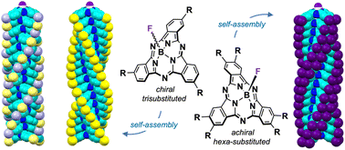 Graphical abstract: The key role of chirality and peripheral substitution in the columnar organization of bowl-shaped subphthalocyanines