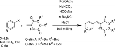 An example of the ball milled Heck reaction.