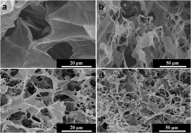 SEM images of the freeze-dried GO (a, b) and GOG (c, d) with the concentration of Fc suspension at 5 mg ml−1.
