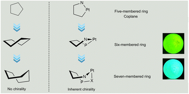 Graphical abstract: Building metal-induced inherent chirality: chiral stability/phosphorescence enhancement via a ring expansion strategy of Pt(ii) complexes