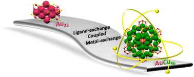 Graphical abstract: Identifying the superatomic AuCu56 nanocluster through a ligand-exchange coupled metal-exchange induced transformation