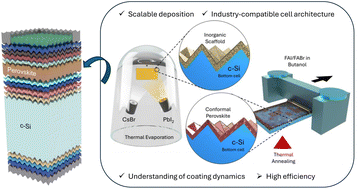 Graphical abstract: Coating dynamics in two-step hybrid evaporated/blade-coated perovskites for scalable fully-textured perovskite/silicon tandem solar cells