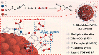 Graphical abstract: Tri-coordinated PdNP architecture for simultaneous capture, activation, and catalytic conversion of dilute CO2 via multisite synergy