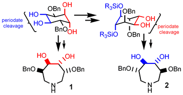 Graphical abstract: Conformation inversion of an inositol derivative by use of silyl ethers: a modified route to 3,6-di-O-substituted-l-ido-tetrahydroxyazepane derivatives