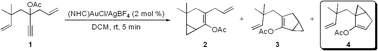 Graphical abstract: AuI-catalyzed cycloisomerization of 1,5-enynes bearing a propargylic acetate: formation of unexpected bicyclo[3.1.0]hexene