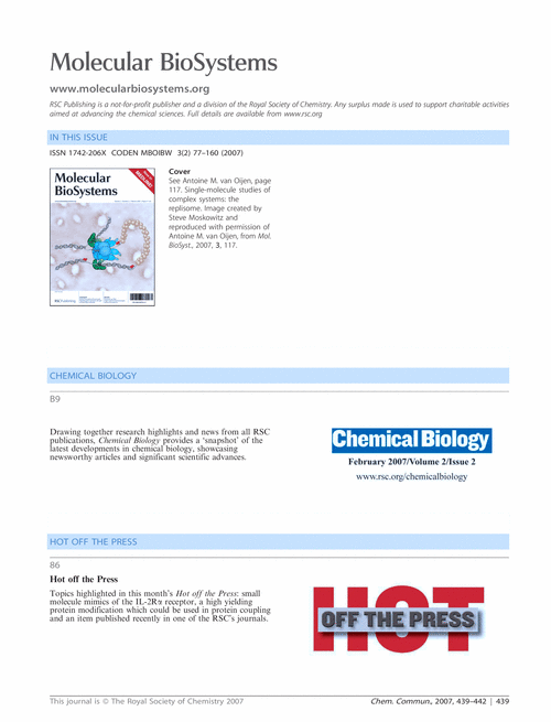 Molecular BioSystems issue 2 contents pages – free access to Chemical Communications subscribers