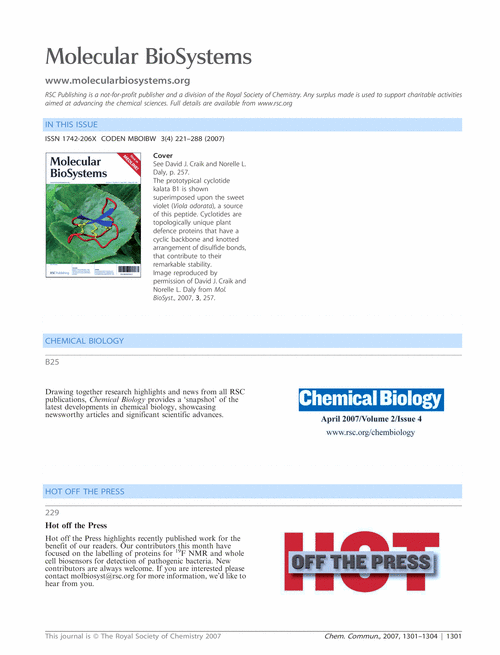Molecular BioSystems issue 4 contents pages - free access to ChemComm subscribers