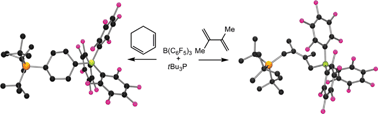 Graphical abstract: 1,4-Addition reactions of frustrated Lewis pairs to 1,3-dienes
