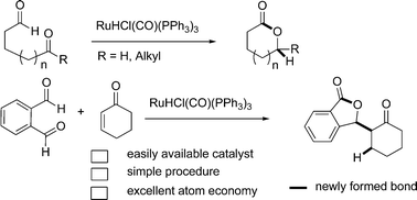 Graphical abstract: Hydroruthenation triggered catalytic conversion of dialdehydes and keto aldehydes to lactones