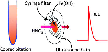 Graphical abstract: On-line elution of iron hydroxide coprecipitate carrier for determination of REEs in natural water by mix-gas ICP-MS