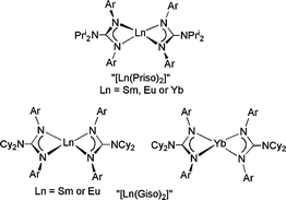 Graphical abstract: Low coordinate lanthanide(ii) complexes supported by bulky guanidinato and amidinato ligands