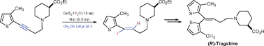 Graphical abstract: A convergent approach to (R)-Tiagabine by a regio- and stereocontrolled hydroiodination of alkynes