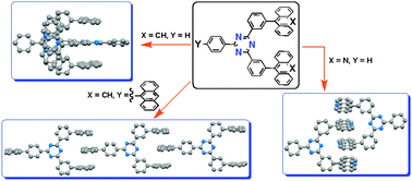 Graphical abstract: Diverse dimerization of molecular tweezers with a 2,4,6-triphenyl-1,3,5-triazine spacer in the solid state