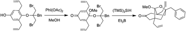 Graphical abstract: An efficient oxidative dearomatization–radical cyclization approach to symmetrically substituted bicyclic guttiferone natural products