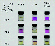 Graphical abstract: Disassembly of conjugated polyelectrolyte aggregates and their application for colorimetric detection of surfactants in water