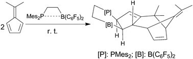 Graphical abstract: The frustrated Lewis pair induced formation of a pentafulvene [6 + 4] cycloaddition product