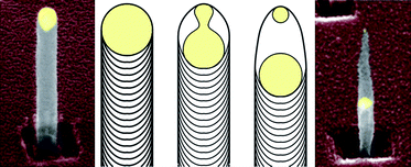Graphical abstract: Converting carbon nanofibers to carbon nanoneedles: catalyst splitting and reverse motion