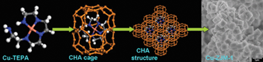 Graphical abstract: Designed copper–amine complex as an efficient template for one-pot synthesis of Cu-SSZ-13 zeolite with excellent activity for selective catalytic reduction of NOx by NH3