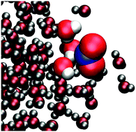 Graphical abstract: Nitrogen dioxide at the air–water interface: trapping, absorption, and solvation in the bulk and at the surface