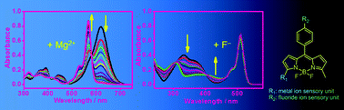 Graphical abstract: Functionalized BODIPY with various sensory units – a versatile colorimetric and luminescent probe for pH and ions