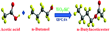 Graphical abstract: Liquid phase esterification of acetic acid over WO3 promoted β-SiC in a solvent free system