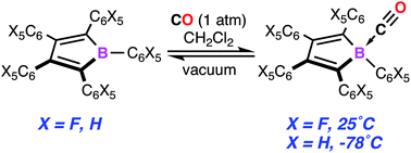 Graphical abstract: Reaction of pentaarylboroles with carbon monoxide: an isolable organoboron carbonyl complex