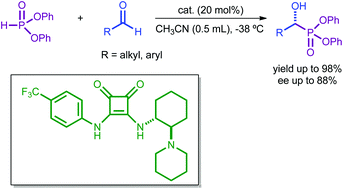 Graphical abstract: Organocatalytic enantioselective hydrophosphonylation of aldehydes