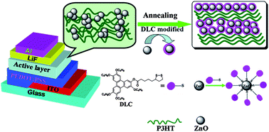 Graphical abstract: Self-assembly of discotic liquid crystal decorated ZnO nanoparticles for efficient hybrid solar cells