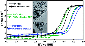 Graphical abstract: The effect of alloying on the oxygen reduction reaction activity of carbon-supported PtCu and PtPd nanorods
