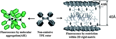 Graphical abstract: Two dimensional restriction-induced luminescence of tetraphenyl ethylene within the layered double hydroxide ultrathin films and its fluorescence resonance energy transfer